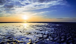 Preview wallpaper coast, water, sand, relief, silhouettes