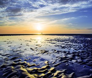 Preview wallpaper coast, water, sand, relief, silhouettes