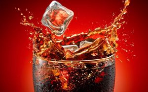 Preview wallpaper coca-cola, ice, glass, splashes