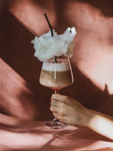Preview wallpaper cocktail, drink, hand, cotton candy