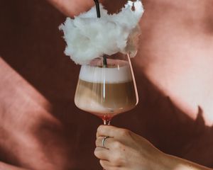 Preview wallpaper cocktail, drink, hand, cotton candy