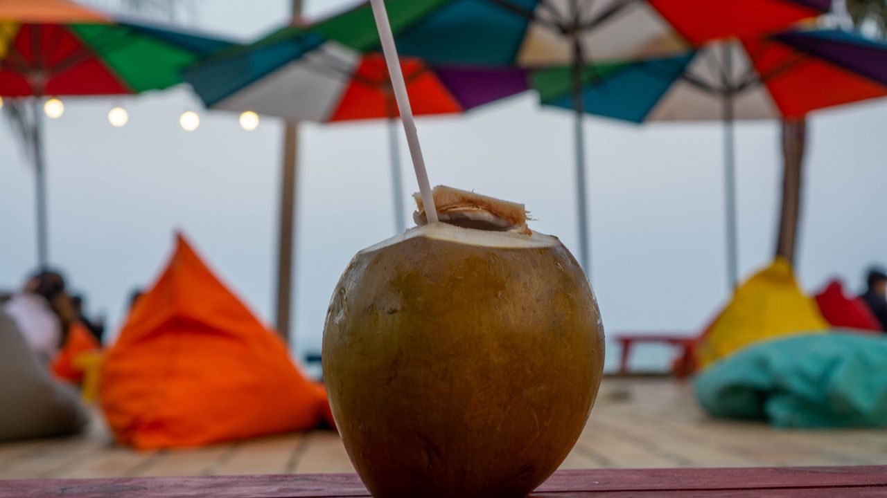 Wallpaper coconut, nut, straw, drink