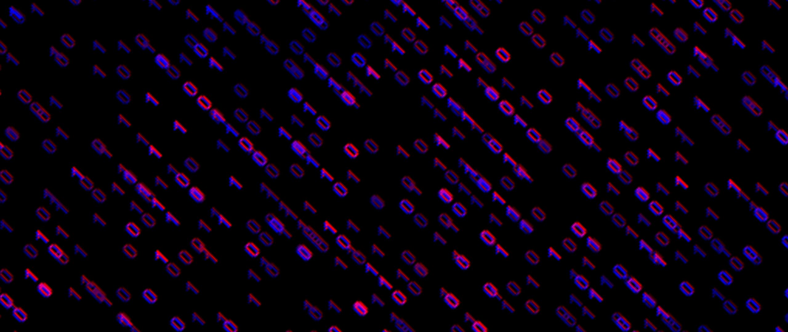 Download wallpaper 2560x1080 code, binary code, glow, pattern dual wide  1080p hd background
