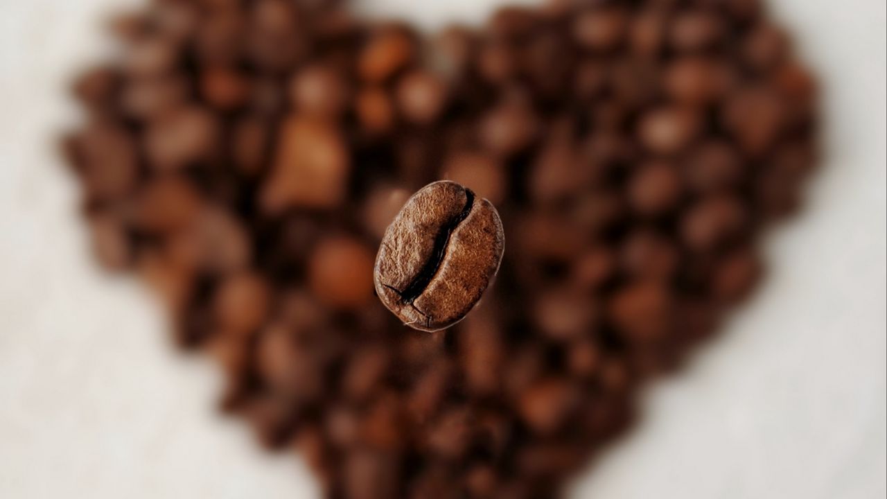 Wallpaper coffee bean, heart, macro