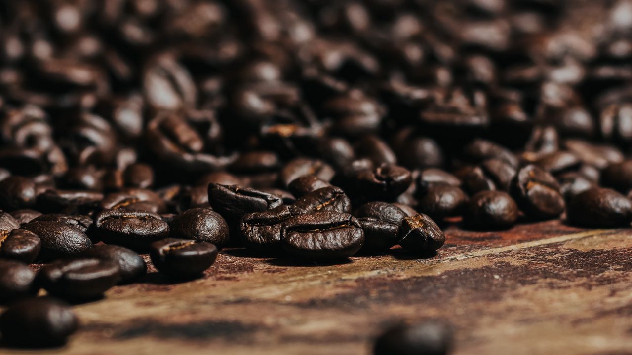 Wallpaper coffee beans, beans, brown, macro, wooden