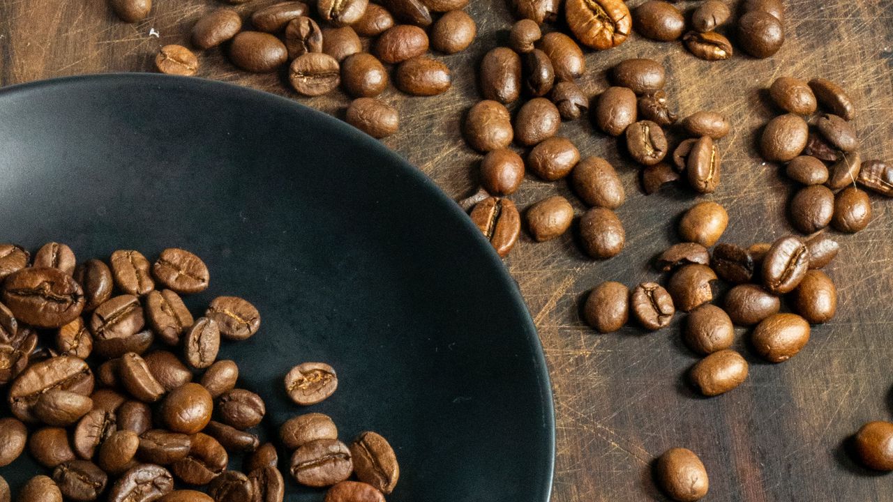 Wallpaper coffee beans, beans, brown, macro, plate