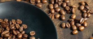 Preview wallpaper coffee beans, beans, brown, macro, plate