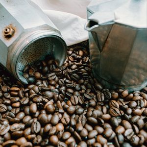 Preview wallpaper coffee beans, beans, coffee, kettle