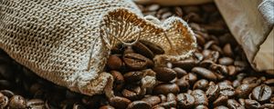 Preview wallpaper coffee beans, beans, coffee, brown, macro, bag