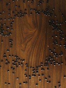 Preview wallpaper coffee beans, beans, coffee, surface, wooden