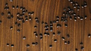 Preview wallpaper coffee beans, beans, coffee, surface, wooden