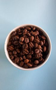 Preview wallpaper coffee beans, beans, coffee, glass, aerial view