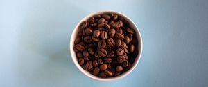 Preview wallpaper coffee beans, beans, coffee, glass, aerial view