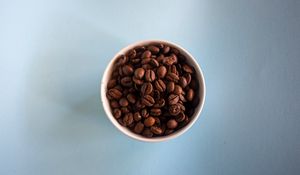 Preview wallpaper coffee beans, beans, coffee, glass, aerial view