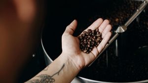 Preview wallpaper coffee beans, beans, coffee, hand