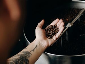 Preview wallpaper coffee beans, beans, coffee, hand