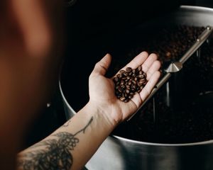 Preview wallpaper coffee beans, beans, coffee, hand