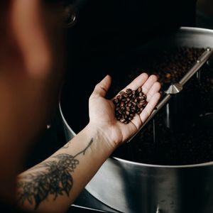 Preview wallpaper coffee beans, beans, coffee, hand