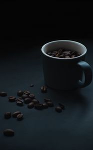 Preview wallpaper coffee beans, beans, cup, coffee, dark