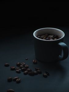 Preview wallpaper coffee beans, beans, cup, coffee, dark