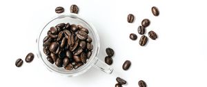 Preview wallpaper coffee beans, beans, glass, coffee