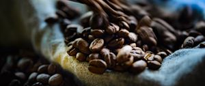 Preview wallpaper coffee, beans, blur, macro