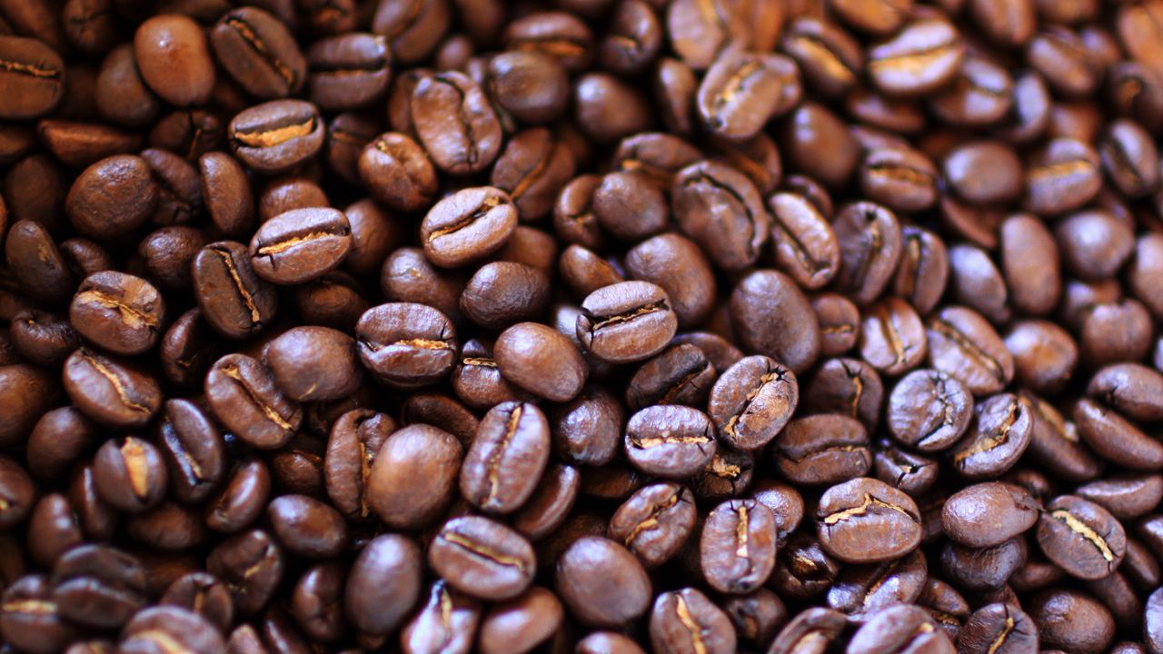 Wallpaper coffee, beans, brown, macro, blur
