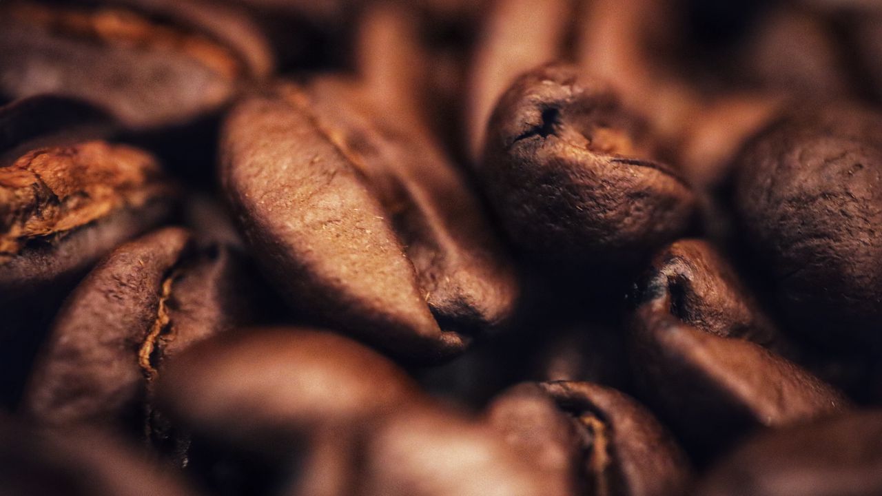 Wallpaper coffee, beans, brown, background, macro