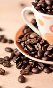 Preview wallpaper coffee, beans, caffeine, macro, cup