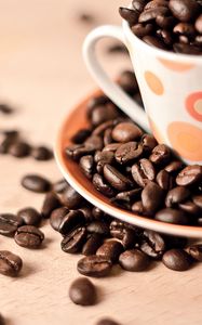 Preview wallpaper coffee, beans, caffeine, macro, cup