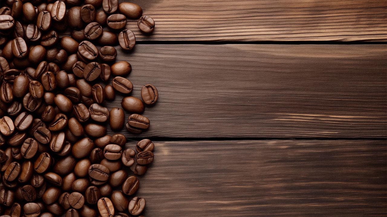Wallpaper coffee beans, coffee, beans, wood, brown
