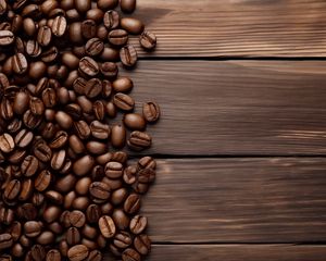 Preview wallpaper coffee beans, coffee, beans, wood, brown