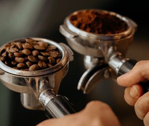 Preview wallpaper coffee beans, coffee, beans, hand