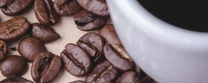 Preview wallpaper coffee beans, coffee, beans, cup