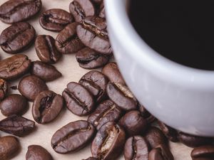 Preview wallpaper coffee beans, coffee, beans, cup