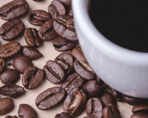 Preview wallpaper coffee beans, coffee, beans, cup