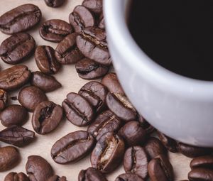 Preview wallpaper coffee beans, coffee, beans, cup