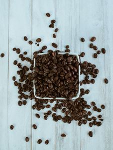 Preview wallpaper coffee beans, coffee, bowl