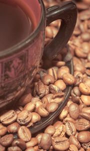 Preview wallpaper coffee beans, coffee, cup