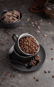 Preview wallpaper coffee beans, coffee, cup, chocolate