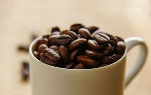 Preview wallpaper coffee beans, coffee, cup, white