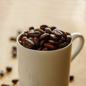 Preview wallpaper coffee beans, coffee, cup, white