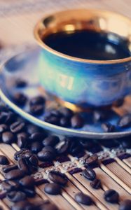Preview wallpaper coffee beans, coffee cup, morning, close-up
