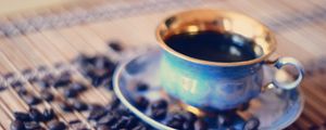 Preview wallpaper coffee beans, coffee cup, morning, close-up