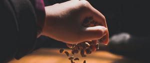 Preview wallpaper coffee beans, coffee, hand, pour