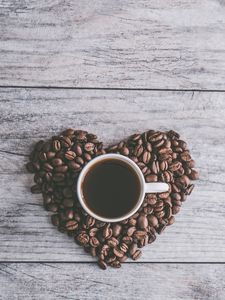 Preview wallpaper coffee beans, coffee, heart, love