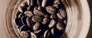 Preview wallpaper coffee beans, coffee, jar, brown, macro