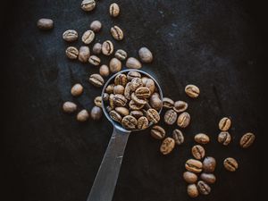 Preview wallpaper coffee beans, coffee, spoon