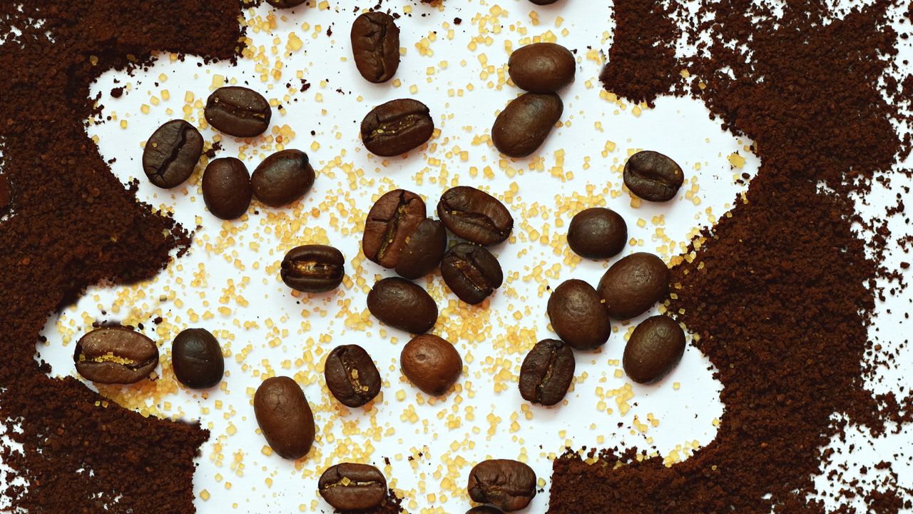 Wallpaper coffee beans, coffee, sugar, surface
