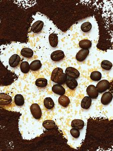 Preview wallpaper coffee beans, coffee, sugar, surface